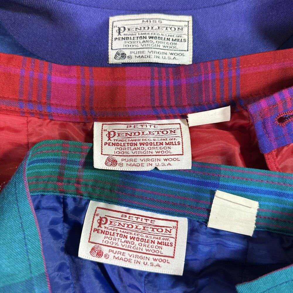 Vintage Pendleton 100% Virgin Wool Blazer with Two Plaid Skirts Suit Size 6 - Picture 8 of 12